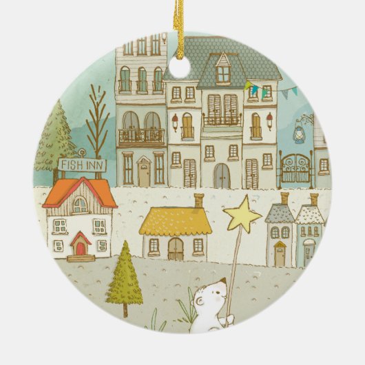 Het betoverende winterlandschap keramisch ornament (Achterkant)