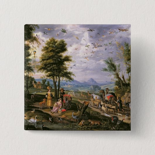 Het betreden van de Ark Vierkante Button 5,1 Cm (Voorkant)