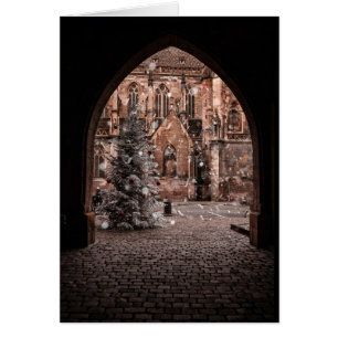 Het betreden van het dorp kerst Kaart