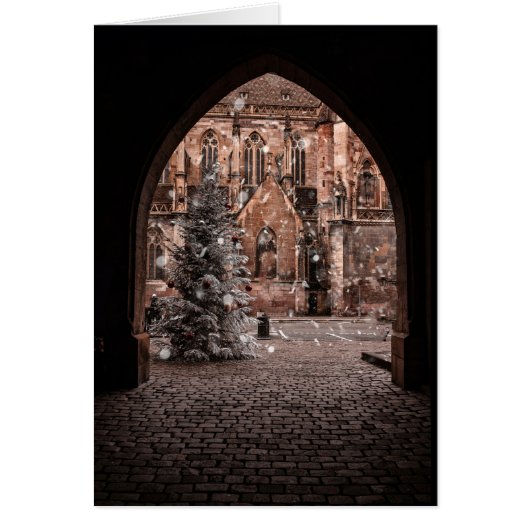 Het betreden van het dorp kerst Kaart (Voorkant)