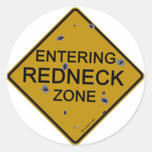 Het betreden van Redneck Zone Ronde Sticker