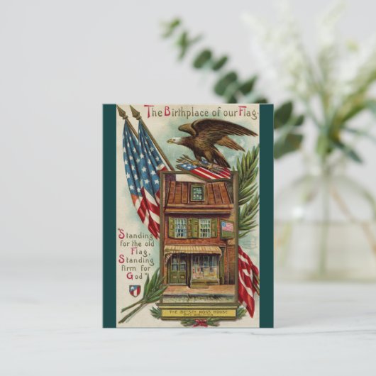 Het Betsey Ross House, Eagle & Flag Briefkaart (Staand voorkant)