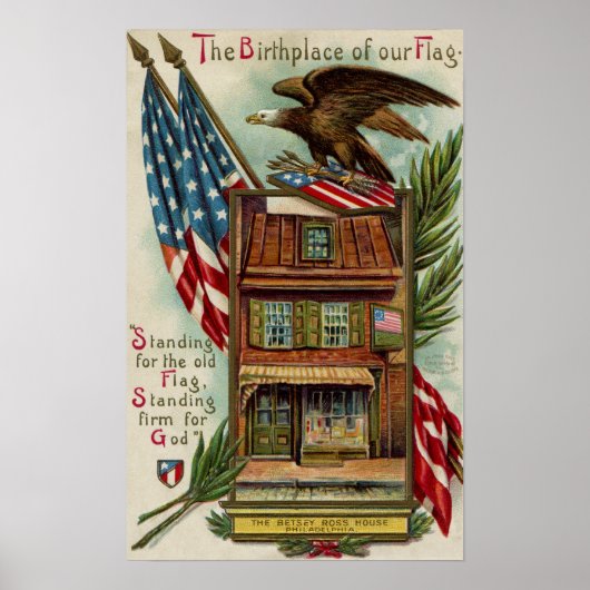 Het Betsey Ross House, Eagle & Flag Poster (Voorkant)
