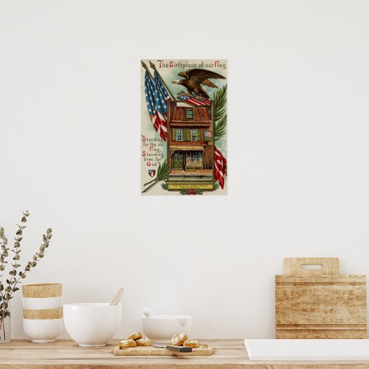 Het Betsey Ross House, Eagle & Flag Poster (Keuken)