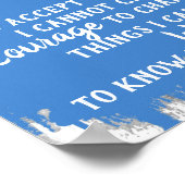 Het beugel met de sereniteit citeert blauw en witt poster (Hoek)