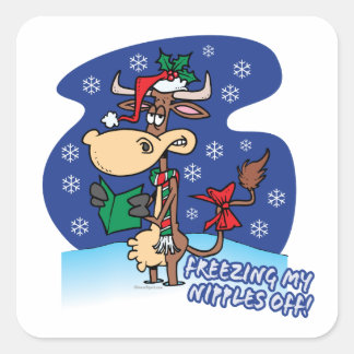 het bevriezen van mijn paren van de grappige koe v vierkante sticker