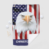 Het bewaken van Eagle, de Amerikaanse vlag, patrio Golfhanddoek (Insitu)