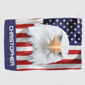 Het bewaken van Eagle, de Amerikaanse vlag, patrio Golfhanddoek (Horizontaal)