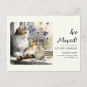 Het bewegen van Aankondiging Calico Cat Venster Briefkaart (Voorkant)