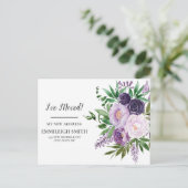 Het bewegen van Aankondiging paarse Bloemen Wit Briefkaart (Staand voorkant)
