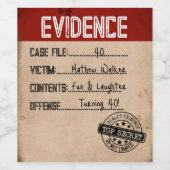 Het bewijs van moord op echte misdaad speelt een m wijn etiket (Enkel label)