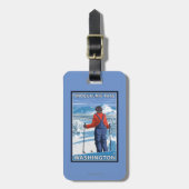 Het Bewonderen van de skiër - Snoqualmie Pas, Bagagelabel (Voorkant verticaal)