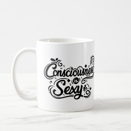 Het bewustzijn is sexy new age koffiemok (Links)