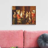 Het bezoek aan de oma (olie op doek) canvas afdruk (Insitu (Woonkamer))