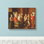Het bezoek aan de oma (olie op doek) canvas afdruk (Insitu (Houten vloer))