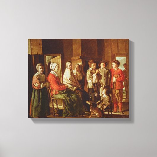 Het bezoek aan de oma (olie op doek) canvas afdruk (Voorkant)