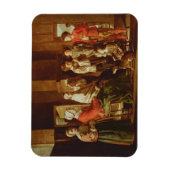 Het bezoek aan de oma (olie op doek) magneet (Verticaal)