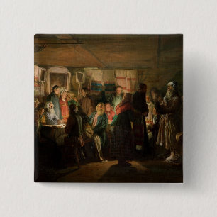 Het bezoek van een Sorcerer aan een paasantievrouw Vierkante Button 5,1 Cm