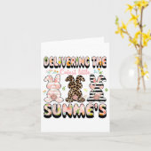 Het bezorgen van de schattigste konijnen bevalling kaart (Gele Bloem)