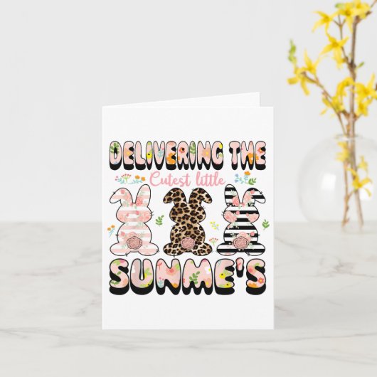 Het bezorgen van de schattigste konijnen Bevalling Kaart (Gele Bloem)