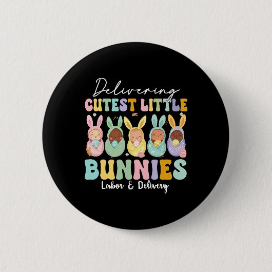 Het bezorgen van de schattigste konijnen Bevalling Ronde Button 5,7 Cm (Voorkant)