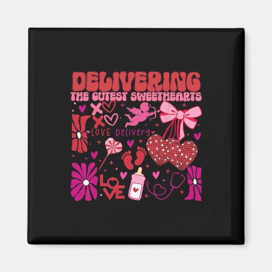 Het bezorgen van de schattigste Valentijn bloemen  Magneet (Voorkant)