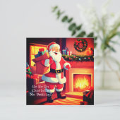 Het bezorgen van kerstcadeaus | Brief van de Kerst Feestdagenkaart (Staand voorkant)