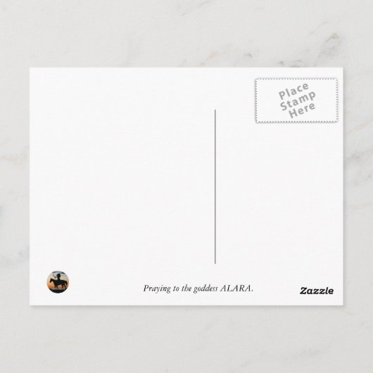 Het bidden aan godin ALARA. Briefkaart (Achterkant)