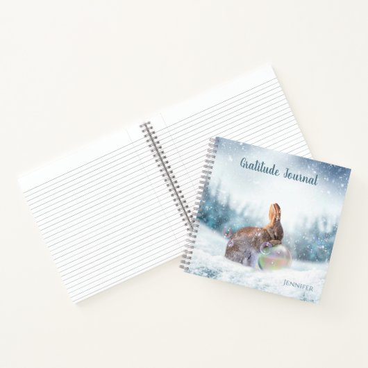 Het bidden van Bunny Rabbit in Snow Gratitude Jour Notitieboek (Binnen)