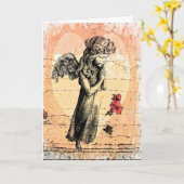 Het Bidden van de engel de Waterverf van het Hart Kaart (Gele Bloem)