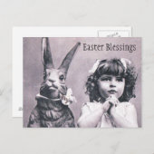 Het Bidden van de paashaas het Victoriaans Feestdagenkaart (Voorkant / Achterkant)