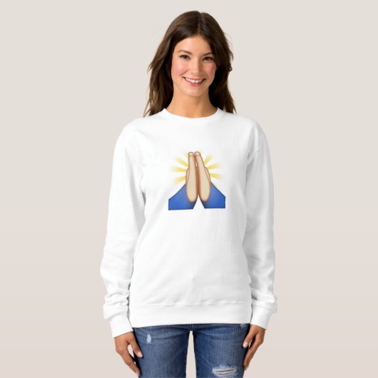 het bidden van emoji womens sweatshirt (Voorkant volledig)