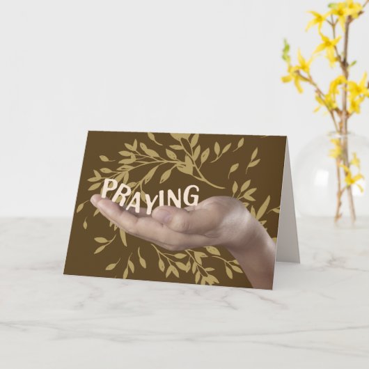 Het bidden van handbeugende religieuze zegeningen kaart (Gele Bloem)