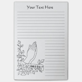 het bidden van handlijnkunst die verpersoonlijkt k post-it® notes