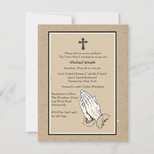 Het bidden van Hands Religieuze Uitnodiging (Voorkant)