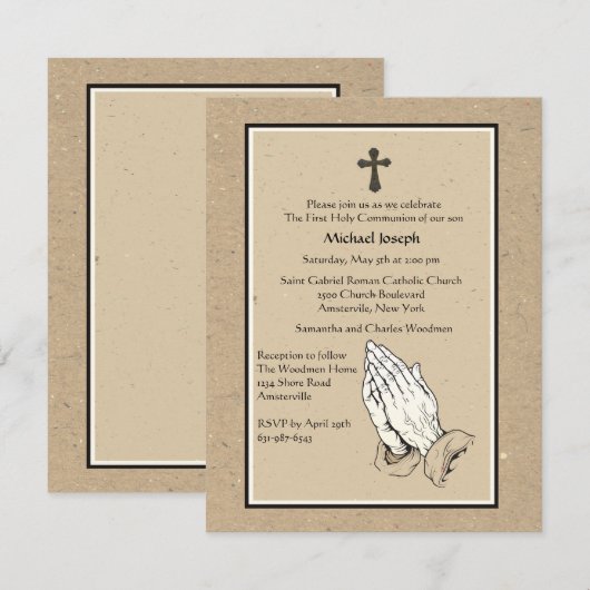 Het bidden van Hands Religieuze Uitnodiging (Voorkant / Achterkant)