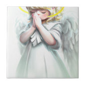 Het bidden van Little Girl Angel met Wings Tegeltje (Voorkant)