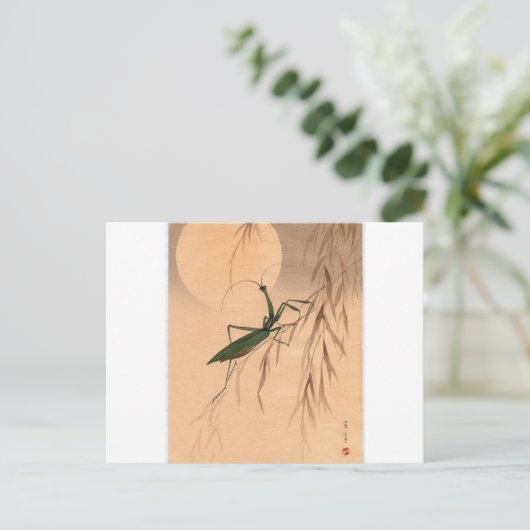 Het bidden van Mantis en de Moon Japans Kunst c. j Briefkaart (Staand voorkant)