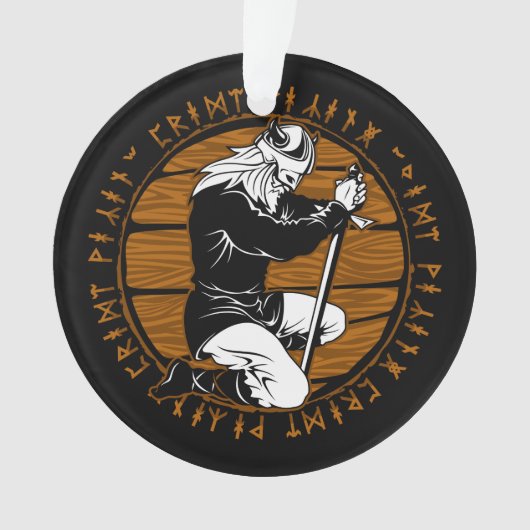 Het bidden Viking Warrior runt Kerstmis Ornament (voorkant)