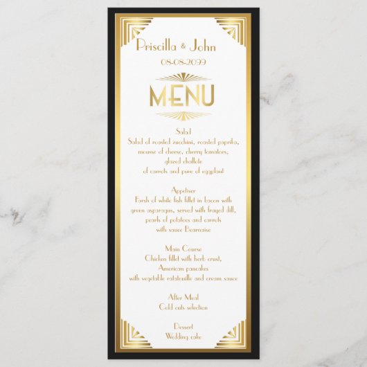 Het Bieden van het menu, menuvergadering, grote Ga Menu (Voorkant)