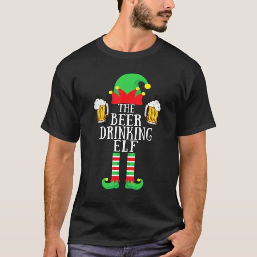 Het bier Drink Elf Matching Family Group Xmas P T-shirt (Voorkant)