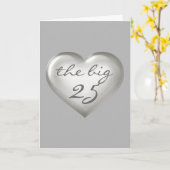 Het Big 25 zilveren glazen hart - blanco binnenin Kaart (Gele Bloem)