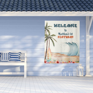 Het Big One Beach Surf verjaardagsfeestje Wandkleed