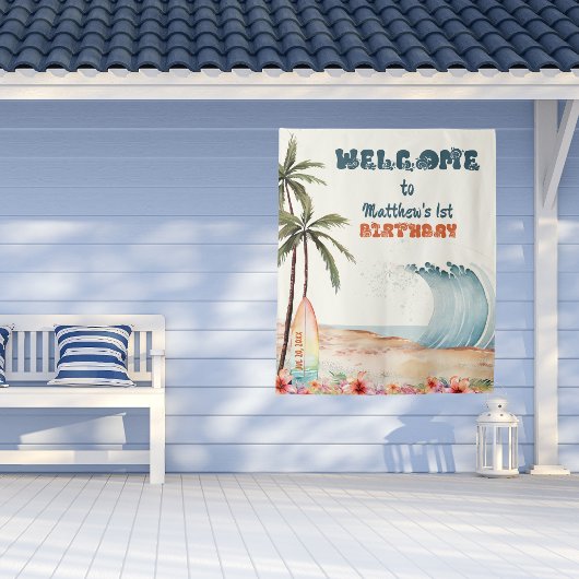 Het Big One Beach Surf verjaardagsfeestje Wandkleed