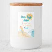Het Big One Waterverf Beach 1st Birthday Label Voedselcontainer Etiket (Voorkant)