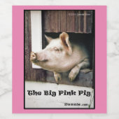Het Big Pink Pig Wijn en Mousserende Wijn Label Etiket (Enkel label)