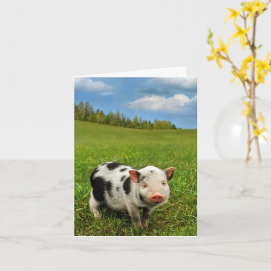 Het biggetje van de lente kaart (Gele Bloem)