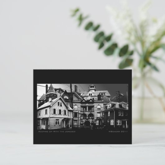 Het bijhouden van de Joneses Urban Digital Collage Briefkaart (Staand voorkant)