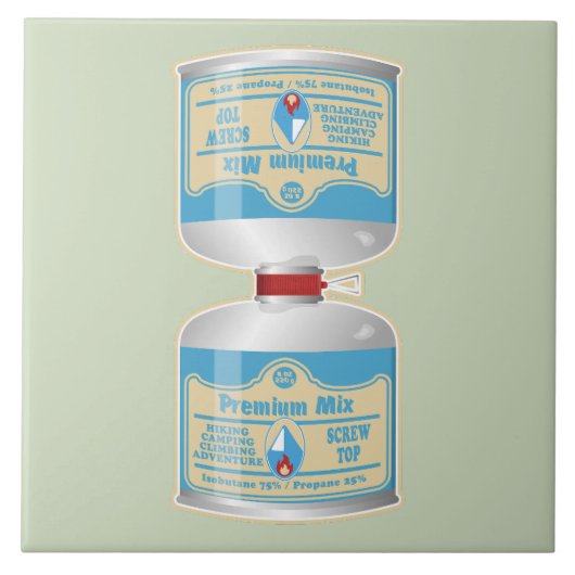 Het bijvullen van gasflessen voor kampkachels tegeltje (Voorkant)