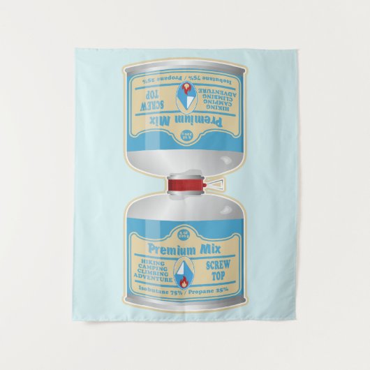 Het bijvullen van gasflessen voor kampkachels wandkleed (Voorkant)